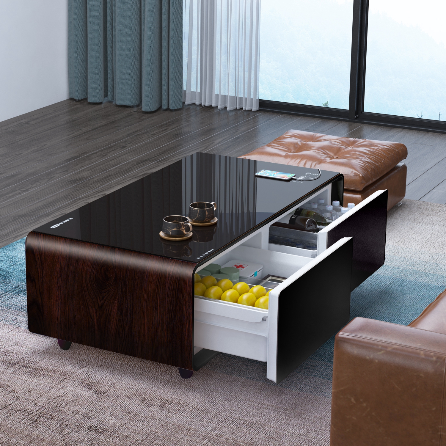 Smart Coffee Table with Fridge SCT-130L Wooden